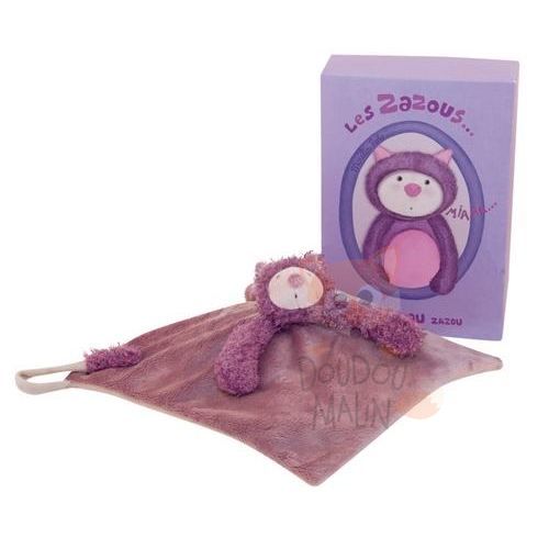  les zazous mia chat plat carré violet beige 